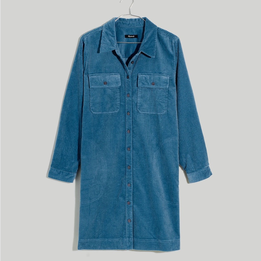Nwt Madewell Corduroy Long-Sleeve Mini Shirtdress